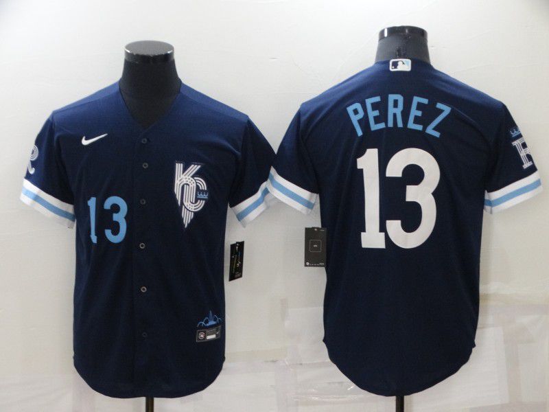 Men Kansas City Royals 13 Perez Blue City Edition Game Nike 2022 MLB Jerseys